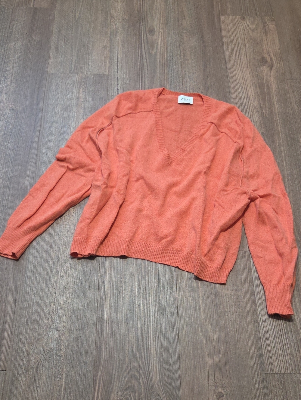 Wrap Cashmere Coral V-Neck Lightweight Sweater